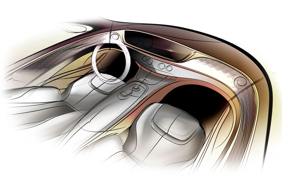 Mercedes S-Klasse Interieur, Designzeichnung